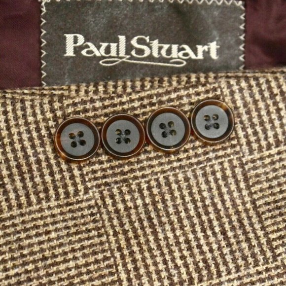 TALL 46L Paul Stuart Brown Plaid TWEED BLAZER